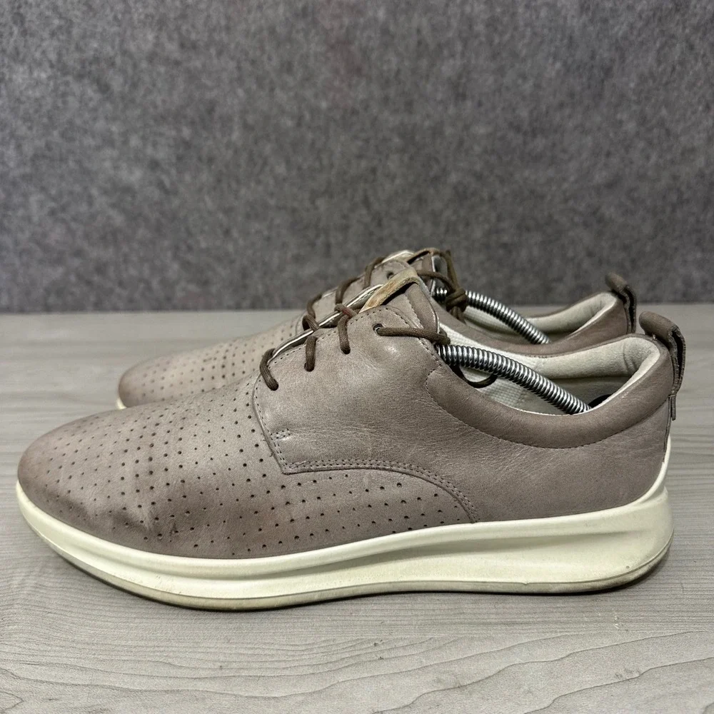ECCO Aquet‎ Sneakers Mens 11 Grey Leather Perforated Lace Up Casual Shoes